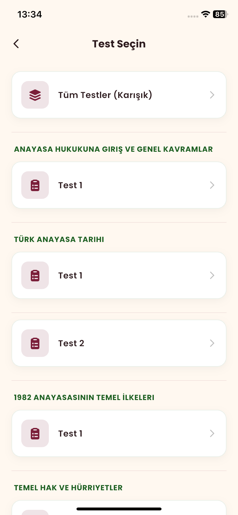 Test Ekranı